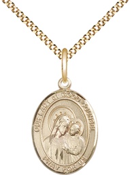 [8287GF/18G] 14kt Gold Filled Our Lady of Good Counsel Pendant on a 18 inch Gold Plate Light Curb chain