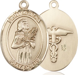 [7003KT9] 14kt Gold Saint Agatha Nurse Medal