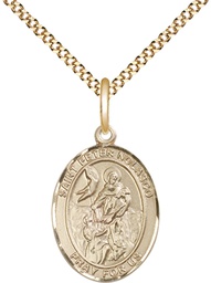 [8291GF/18G] 14kt Gold Filled Saint Peter Nolasco Pendant on a 18 inch Gold Plate Light Curb chain