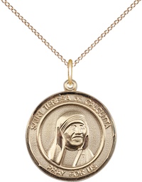 [8295RDGF/18GF] 14kt Gold Filled Saint Teresa of Calcutta Pendant on a 18 inch Gold Filled Light Curb chain
