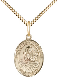 [8297GF/18G] 14kt Gold Filled Saint Lidwina of Schiedam Pendant on a 18 inch Gold Plate Light Curb chain