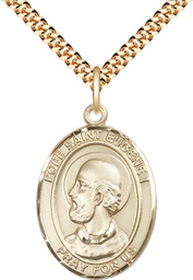 [7352GF/24G] 14kt Gold Filled Pope St Eugene I Pendant on a 24 inch Gold Plate Heavy Curb chain