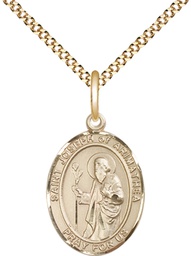 [8300GF/18G] 14kt Gold Filled Saint Joseph of Arimathea Pendant on a 18 inch Gold Plate Light Curb chain