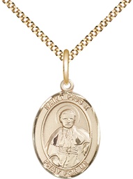 [8305GF/18G] 14kt Gold Filled Saint Pius X Pendant on a 18 inch Gold Plate Light Curb chain