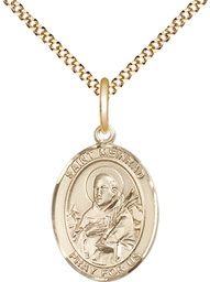 [8307GF/18G] 14kt Gold Filled Saint Meinrad of Einsiedeln Pendant on a 18 inch Gold Plate Light Curb chain