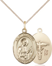 [8019GF9/18GF] 14kt Gold Filled Saint Camillus of Lellis Nurse Pendant on a 18 inch Gold Filled Light Curb chain