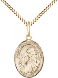 [8308GF/18G] 14kt Gold Filled Saint Finnian of Clonard Pendant on a 18 inch Gold Plate Light Curb chain