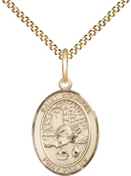 [8309GF/18G] 14kt Gold Filled Saint Rosalia Pendant on a 18 inch Gold Plate Light Curb chain