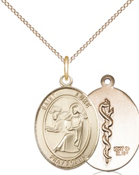 [8068GF8/18GF] 14kt Gold Filled Saint Luke the Apostle Doctor Pendant on a 18 inch Gold Filled Light Curb chain