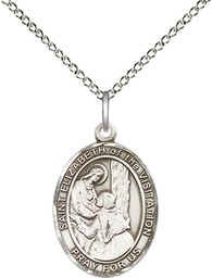 [8311SS/18SS] Sterling Silver Saint Elizabeth of the Visitation Pendant on a 18 inch Sterling Silver Light Curb chain