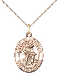 [8118SPGF/18GF] 14kt Gold Filled Angel de la Guarda Pendant on a 18 inch Gold Filled Light Curb chain