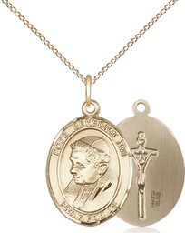 [8235GF/18GF] 14kt Gold Filled Pope Benedict XVI Pendant on a 18 inch Gold Filled Light Curb chain