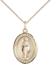 [8345GF/18GF] 14kt Gold Filled Virgin of the Globe Pendant on a 18 inch Gold Filled Light Curb chain