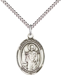 [8323SS/18S] Sterling Silver Saint Wolfgang Pendant on a 18 inch Light Rhodium Light Curb chain