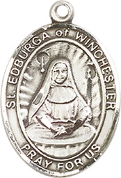 [8324SS] Sterling Silver Saint Edburga of Winchester Medal