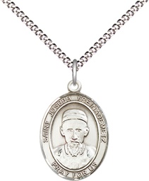 [8329SS/18S] Sterling Silver Saint Joseph Freinademetz Pendant on a 18 inch Light Rhodium Light Curb chain