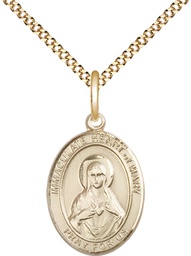 [8337GF/18G] 14kt Gold Filled Immaculate Heart of Mary Pendant on a 18 inch Gold Plate Light Curb chain