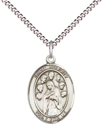 [8341SS/18S] Sterling Silver Saint Felicity Pendant on a 18 inch Light Rhodium Light Curb chain