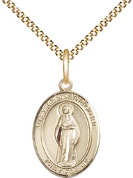 [8345GF/18G] 14kt Gold Filled Virgin of the Globe Pendant on a 18 inch Gold Plate Light Curb chain