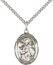 [8351SS/18S] Sterling Silver Saint Januarius Pendant on a 18 inch Light Rhodium Light Curb chain
