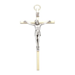 [HI-22302G] Crucifix With Golden Cross And Silver Corpus