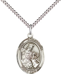 [8356SS/18S] Sterling Silver Saint Eustachius Pendant on a 18 inch Light Rhodium Light Curb chain
