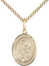 [8357GF/18G] 14kt Gold Filled Saint John Chrysostom Pendant on a 18 inch Gold Plate Light Curb chain