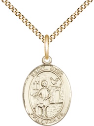 [8368GF/18G] 14kt Gold Filled Saint Vitus Pendant on a 18 inch Gold Plate Light Curb chain