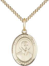 [8370GF/18G] 14kt Gold Filled Saint John Berchmans Pendant on a 18 inch Gold Plate Light Curb chain