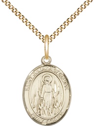 [8372GF/18G] 14kt Gold Filled Saint Juliana of Cumae Pendant on a 18 inch Gold Plate Light Curb chain