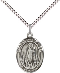 [8372SS/18S] Sterling Silver Saint Juliana Pendant on a 18 inch Light Rhodium Light Curb chain