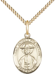 [8373GF/18G] 14kt Gold Filled Saint Andrew Kim Taegon Pendant on a 18 inch Gold Plate Light Curb chain