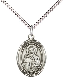 [8379SS/18S] Sterling Silver Saint Marina Pendant on a 18 inch Light Rhodium Light Curb chain