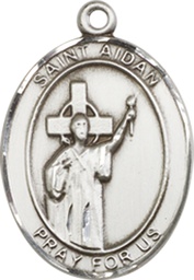[8381SS] Sterling Silver Saint Aidan of Lindesfarne Medal