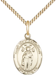 [8384GF/18G] 14kt Gold Filled Saint Ivo of Kelmartin Pendant on a 18 inch Gold Plate Light Curb chain