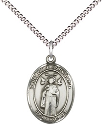 [8384SS/18S] Sterling Silver Saint Ivo Pendant on a 18 inch Light Rhodium Light Curb chain