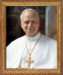 Pope Leo XIV Formal Portrait in Gold Frame