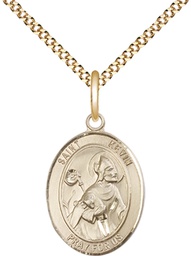 [8062GF/18G] 14kt Gold Filled Saint Kevin Pendant on a 18 inch Gold Plate Light Curb chain