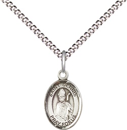 [9025SS/18S] Sterling Silver Saint Dennis Pendant on a 18 inch Light Rhodium Light Curb chain