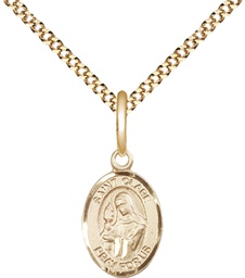 [9028GF/18G] 14kt Gold Filled Saint Clare of Assisi Pendant on a 18 inch Gold Plate Light Curb chain