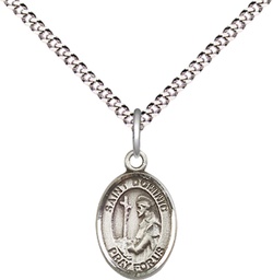 [9030SS/18S] Sterling Silver Saint Dominic de Guzman Pendant on a 18 inch Light Rhodium Light Curb chain