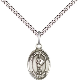 [9034SS/18S] Sterling Silver Saint Florian Pendant on a 18 inch Light Rhodium Light Curb chain