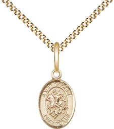 [9040GF/18G] 14kt Gold Filled Saint George Pendant on a 18 inch Gold Plate Light Curb chain