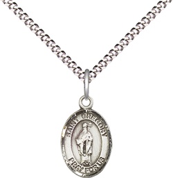 [9048SS/18S] Sterling Silver Saint Gregory the Great Pendant on a 18 inch Light Rhodium Light Curb chain