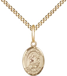 [9051GF/18G] 14kt Gold Filled Saint Jason Pendant on a 18 inch Gold Plate Light Curb chain