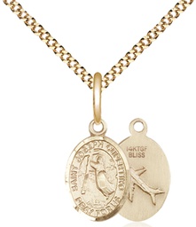 [9057GF/18G] 14kt Gold Filled Saint Joseph of Cupertino Pendant on a 18 inch Gold Plate Light Curb chain