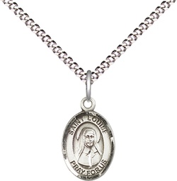 [9064SS/18S] Sterling Silver Saint Louise de Marillac Pendant on a 18 inch Light Rhodium Light Curb chain