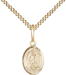 [9066GF/18G] 14kt Gold Filled Saint Lazarus Pendant on a 18 inch Gold Plate Light Curb chain
