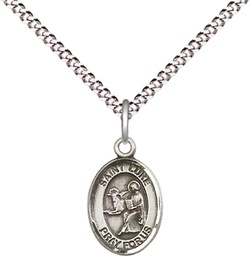 [9068SS/18S] Sterling Silver Saint Luke the Apostle Pendant on a 18 inch Light Rhodium Light Curb chain