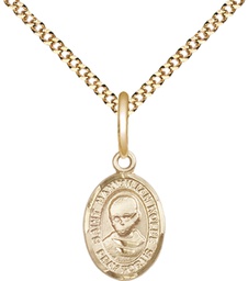 [9073GF/18G] 14kt Gold Filled Saint Maximilian Kolbe Pendant on a 18 inch Gold Plate Light Curb chain